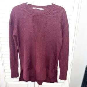 Athleta Merino Wool Pullover Sweater Size S Maroon Burgundy Cozy Knit Loungewear
